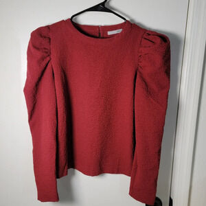 Zara Maroon Red Textured Puff Sleeve Top | Perfect Christmas Top | Small